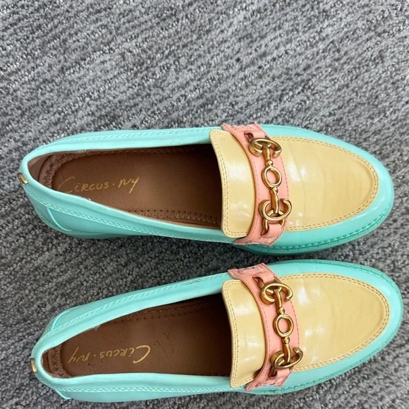 Circus by sam Edelman Pastel Mint and Yellow Leather Platform Loafers - Picture 7 of 7